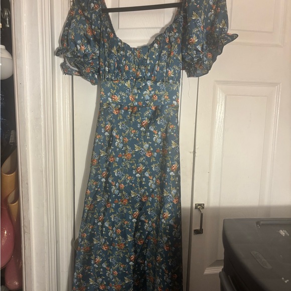 Inspired 🖤 Hearts Floral Blue Dress - Picture 1 of 2